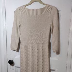 Vintage Ralph Lauren Dress Knit Ivory Sz 10 Midi - Sleeve 3/4 Gorgeous!